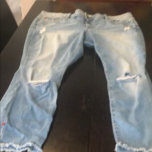Plus size distressed slink jeans